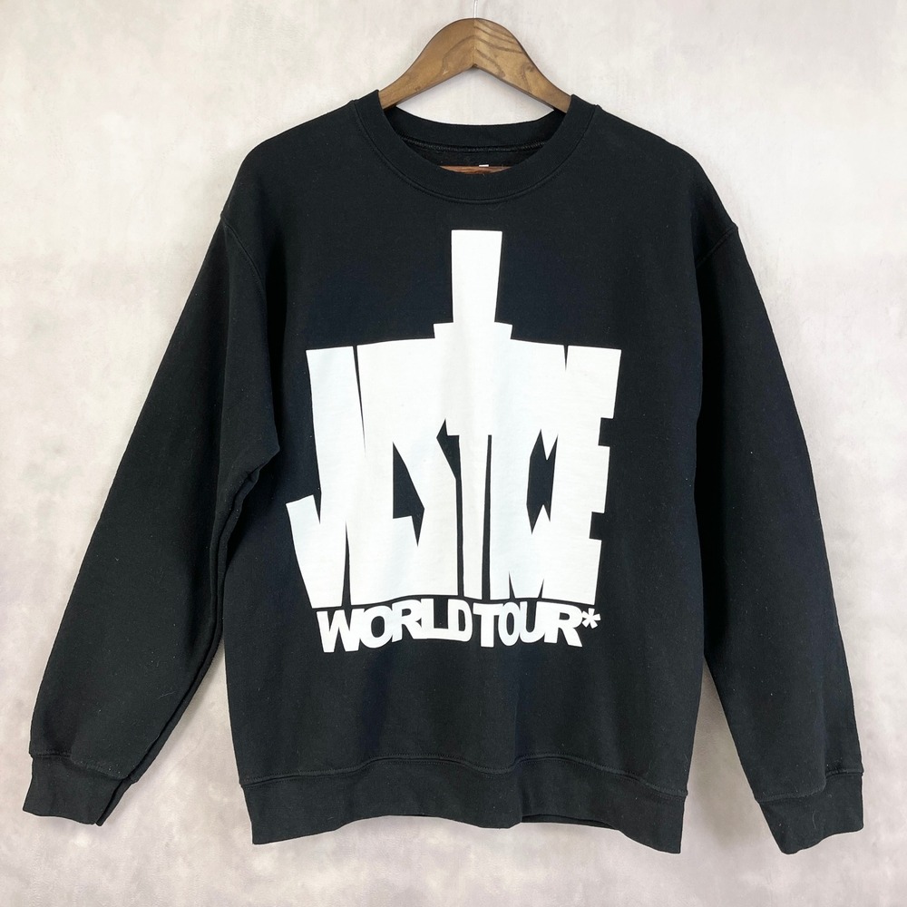 Justin Bieber Justice World Tour Black Sweatshirt Medium‎ 2022 Merch Music Hype